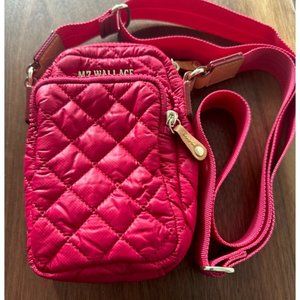 MZ WALLACE Red Metro Micro Phone Quilted Nylon Crossbody